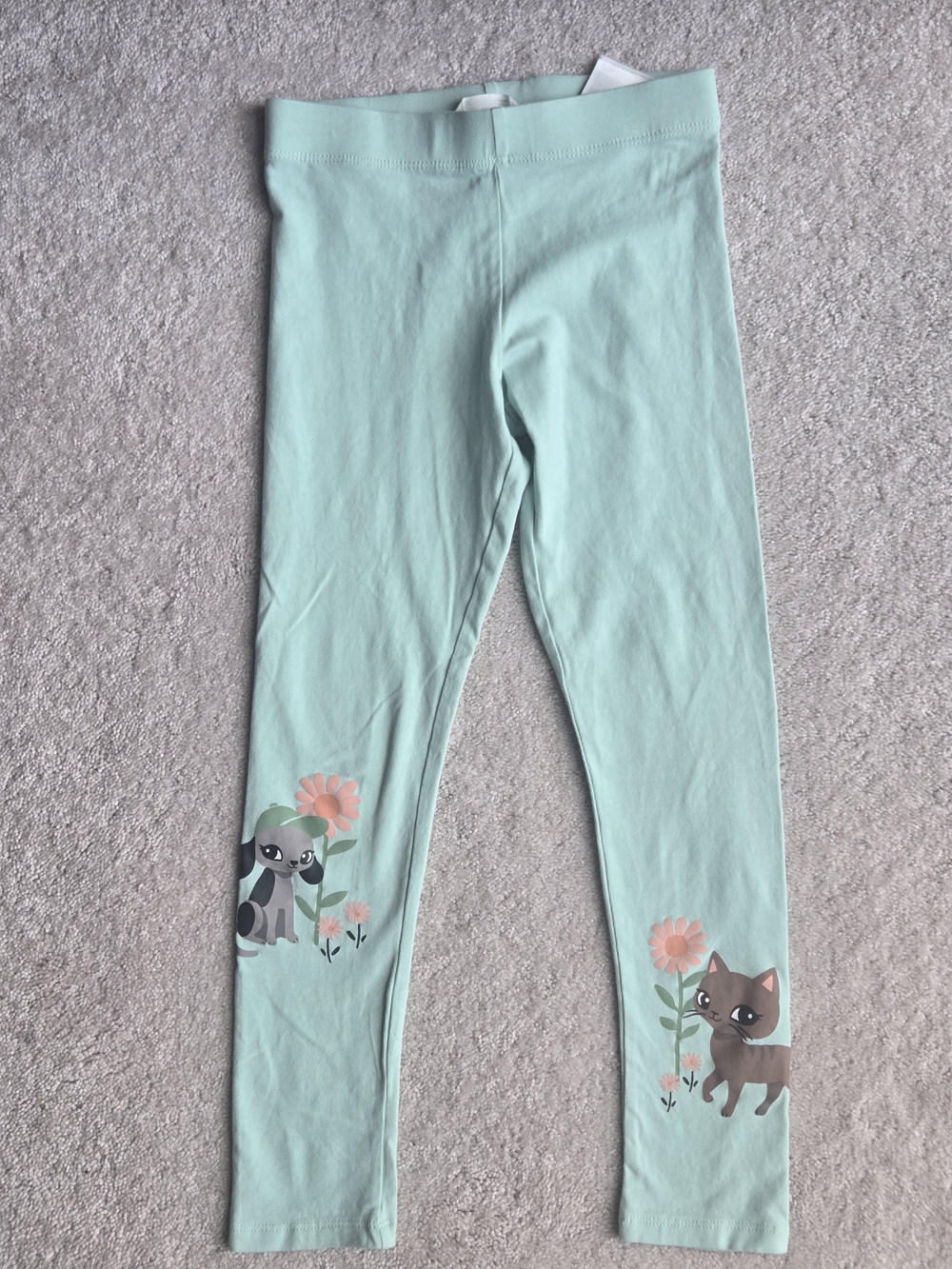 Girls' Mint Green Animal Print Leggings